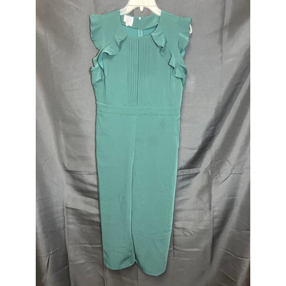 Women's Anthropologie dRA Pleated & Ruffled Jumpsuit Green Size L